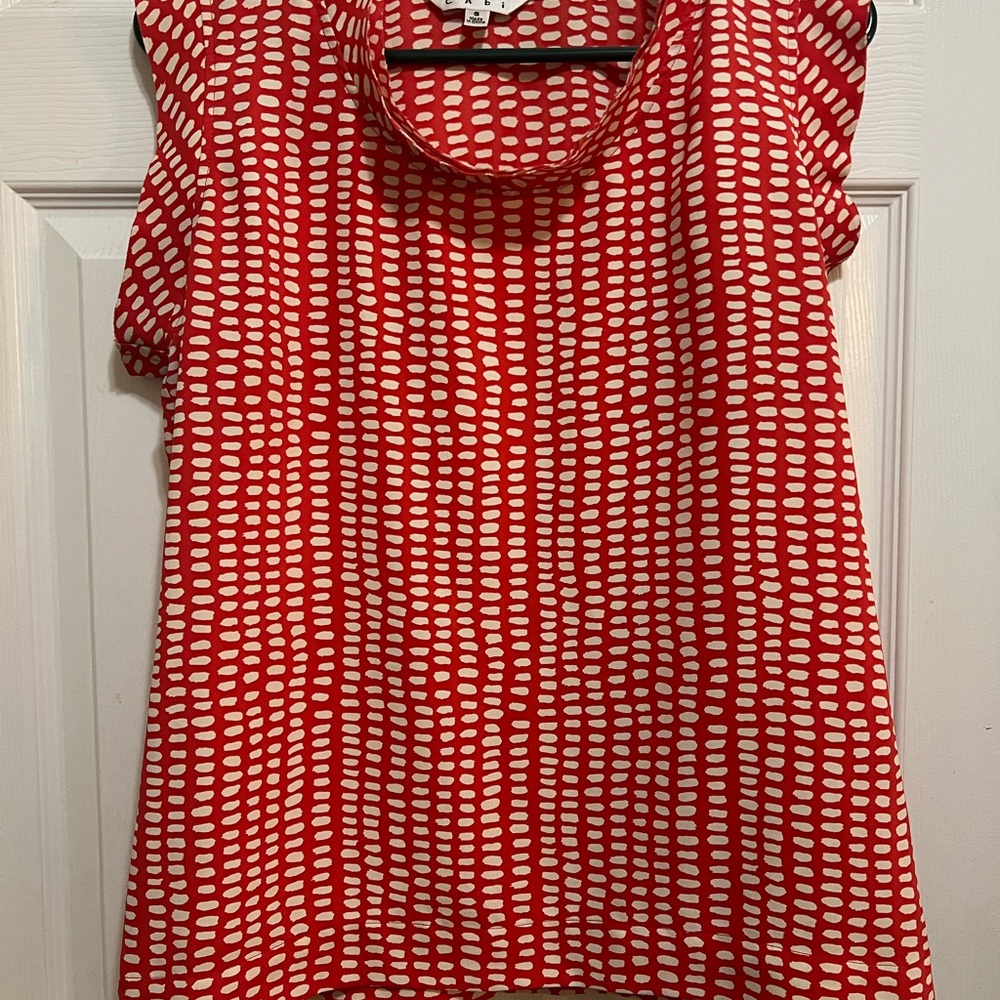 Red and White Patterned Women's Top